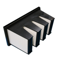 Filtre à air en V à grand débit d'air, cadre en plastique ABS, filtre HEPA compact plissé 4V en forme de V pour salle blanche industrielle et CVC