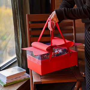 Factory Direct Sales Red Top Grade <strong>Flower</strong> Packaging <strong>Box</strong> With Handle Gift Cake Boxes - Product Image 3