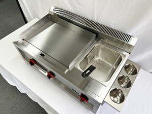 Fabrieks Directe Verkoopprijs Commerciële Gasbakplaat En Friteuse Roestvrijstalen Vlakke Plaat Gasbakplaat Met 2-Tank Friteuse - Product Image 2