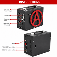Compresseur d'air PCP portable haute pression 4500psi 300bar sans huile à arrêt automatique, moteur 300W 220V/110V pour plongée, paintball, chasse