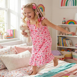 Vente flash - Robe <span class=keywords><strong>de</strong></span> <span class=keywords><strong>nuit</strong></span> à imprimé floral pour filles, sans manches, douce et respirante, pyjama pour enfants <span class=keywords><strong>de</strong></span> 5 à 14 ans, vêtements <span class=keywords><strong>de</strong></span> <span class=keywords><strong>nuit</strong></span> décontractés, vêtements <span class=keywords><strong>de</strong></span> maison - Product Image 3