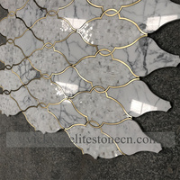 Nouveau Design Noir Blanc Mosaïque De Marbre Waterjet Or Laiton Mosaïque De Marbre Dosseret Carreaux