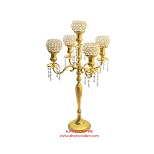 Candélabre en métal coûteux avec votives en cristal et plaque de fleurs Candélabres faits à la main décorés d'entrée et de jardin au design unique - Product Image 2