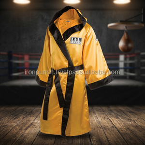 Bata de Boxeo Larga con Capucha, 100% Satén, Costuras Triples para Mayor Seguridad Deportiva, Opción de Logotipo Personalizado - Product Image 2