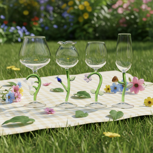 Bicchieri <span class=keywords><strong>e</strong></span> Calici da Vino in Vetro Soffiato a Mano, Design Europeo, Forma Floreale Colorata, Resistenti - Product Image 6