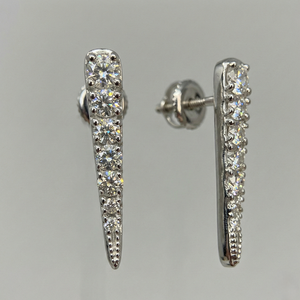 Pendientes de platino con diamantes de 1,00 quilates, diseño minimalista, piedras de corte brillante, joyería de lujo para mujer, ropa de oficina, regalo de boda - Product Image 2