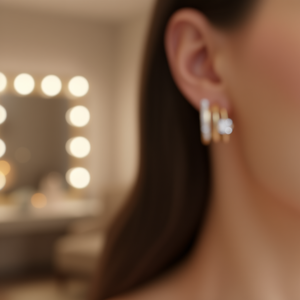 Pendientes elegantes chapados en oro con circonita de corte princesa para mujer, joyería geométrica moderna para fiesta, accesorios de moda - Product Image 2