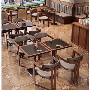 Conjunto de Sofás para Restaurante de Estilo Retro Occidental, Conjunto de Mesa y Sillas para Cafetería, <span class=keywords><strong>Bar</strong></span>, Restaurante de Hot Pot, Salón de Té, Hotel Comercial - Product Image 2