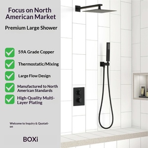 Xinxi 10-inch Stainless Steel Matte Black American Style Concealed Wall-mounted Handheld Shower <b>Set</b> Vacuum Coated Rainfall <b>Spray</b> - Product Image 1