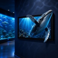 Gafas Inteligentes con Pantalla LCD 3D Gratuita, Pantalla Interactiva de Gran Tamaño de 65 Pulgadas para Interiores, Pantalla Publicitaria de Ahorro de Energía, Comercial, 4K