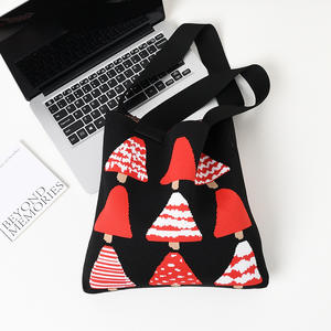 Sac à main tricoté décontracté pour femme pour usage quotidien Sac à provisions réutilisable avec motif d'<span class=keywords><strong>arbre</strong></span> de Noël en polyester - Product Image 3