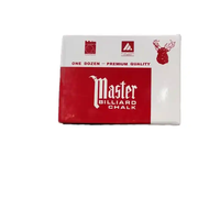 Craie de billard Master fabriquée en Chine, 12 pièces/boîte, en vente, bleu/gris/vert/rouge/noir