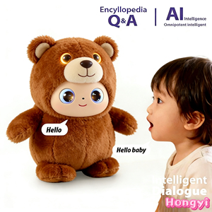 Jouet en peluche en vinyle personnalisé avec intelligence artificielle, animal en peluche interactif électrique qui répète ce que vous dites, chantant, parlant, musical - Product Image 1
