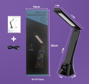 Dimmable <b>LED</b> Table Lamp Touch Control <b>Clock</b> Wireless Charger for Smart Phone iPhone Desk Night Light Factory Wholesale OEM - Product Image 6