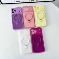 Groothandel gekleurde frosted magnetische telefoonhoesjes met onzichtbare ringhouders standaard Girly voor iPhone 17 16 Pro Max covers