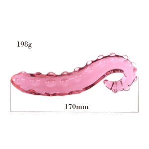 Dildo de cristal de hipocampo, varita yoni de 175 mm, dildo grande de cristal rosa, juguetes sexuales para adultos, dildo de cristal con forma de pene para masturbación femenina, lengua - Product Image 5