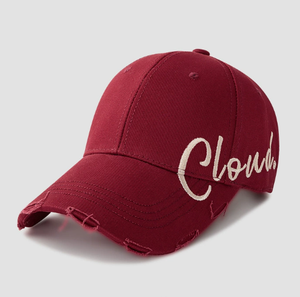 Vintage Distressed Custom Cloud Embroidered Baseball Cap Custom Color Cotton Adjustable <b>Hat</b> <b>for</b> Women Men - Product Image 5