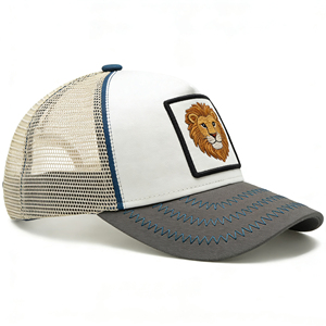 Gorra Trucker de Lona de 5 Paneles con Bordado de León Vintage, Malla Trasera, Ligera, Transpirable, Ajustable, Estilo Hip Hop, para Ciclismo y Pesca - Product Image 2