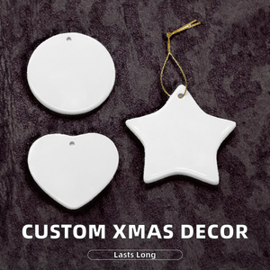 High Quality Wholesale Custom Decoration Sublimation Blank Ceramic Round Christmas Ornaments Personalized <strong>Tree</strong> 8.3x6.7cm - Product Image 2
