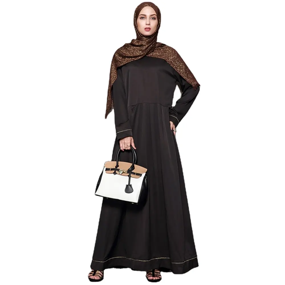 DLR266 gaun Islami jubah warna polos Abaya wanita Muslim desain kustom ukuran ekstra besar gaun rendah abaya Wanita Timur Tengah tersedia