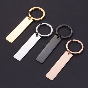Mirror Polished Strip Bar Blank Keychain Stainless Steel Custom Name Tags <b>Key</b> <b>Chain</b> DIY Souvenir Gift Engrave Logo Car <b>Key</b> Ring - Product Image 1