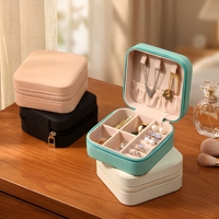 Boîte de rangement pour bijoux, étui de voyage miniature, emballage cadeau pour collier avec logo personnalisé, fermeture éclair, cuir PU de luxe