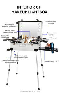 OBOX Venta caliente Fábrica LED Iluminado Aluminio + PC Estuche cosmético Caja de almacenamiento de maquillaje duradera con espejo - Product Image 4
