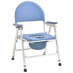 <b>Portable</b> <b>Commode</b> Chair Aluminum Alloy Folding With Seat Cushion For Elderly Home Use - Product Image 2