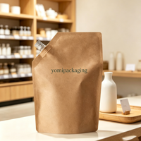 Pochette Doypack en papier kraft écologique avec bec verseur, qualité alimentaire, pour emballage de liquides cosmétiques et recharge de shampoing, logo personnalisé