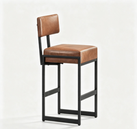 Chaise de bar moderne en cuir empilable, légère, durable, écologique, stable, avec pieds en fer, pour usage commercial, extérieur, maison, bureau, hôtel