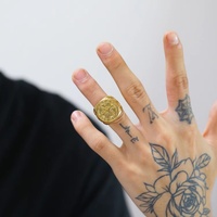 Bague pour homme Saint Benoît en acier inoxydable massif, robuste, avec croix romaine catholique, bague de protection