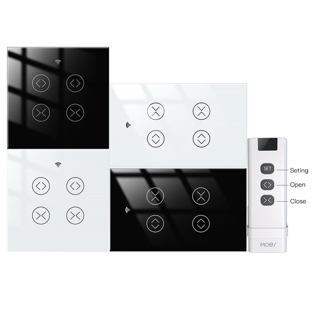 Tuya Smart Life WiFi RF 2 Gang Double Curtain Blind Switch for Roller Shutter Electric Motor With Google Home Alexa