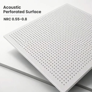 Plaques <span class=keywords><strong>de</strong></span> <span class=keywords><strong>plafond</strong></span> en vinyle <span class=keywords><strong>PVC</strong></span> perforées, panneaux acoustiques 2x2 1200*2400mm, à poser, avec panneau ignifuge en plâtre pour isolation phonique - Product Image 4