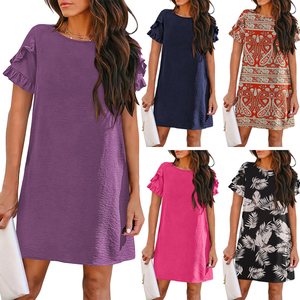 Mini Vestido corto de estilo dulce de Boutique para mujer, mangas con volantes, ropa de calle elegante para compras de verano, <span class=keywords><strong>iglesia</strong></span>, respetuoso con el medio ambiente - Product Image 6