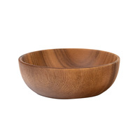 Bol en bois d'acacia sculpté à la main, bol à salade en bois massif, bol en bois naturel pour servir des fruits, des collations et des aliments