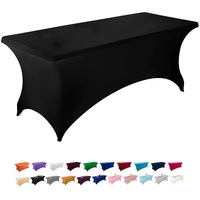 Housse de table en polyester blanche élastique pour hôtel, restaurant, banquet de mariage, 4FT 6FT