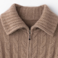 Minimalist ische Damen Kaschmir pullover Strickjacke Klassischer Stil Zopf muster Reiß verschluss Strickjacke OEM/ODM Damen Strickjacke Hersteller