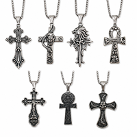 Collier pendentif croix pour homme, vente en gros, style vintage, en acier inoxydable, bijoux religieux tendance, fournisseur d'accessoires haut de gamme MCMP1