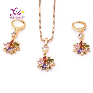 wholesale new fashion design jewelry artificial columbia rainbow colors crystal jewellery sets 10244