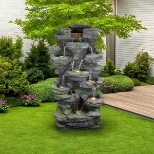 Grande fontaine de cascade en <span class=keywords><strong>pierre</strong></span> de polyrésine artificielle rougeoyante décoration extérieure de <span class=keywords><strong>jardin</strong></span> <span class=keywords><strong>avec</strong></span> le style moderne de LED - Product Image 5