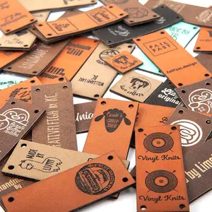 Custom Leather Brand Tag Handmade Leather Labels Dark Brown Color For Jeans Leather Patch Labels