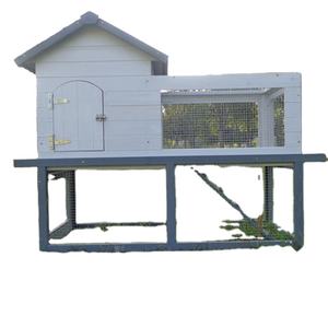 Grand clapier à lapins à motif solide à 2 niveaux Course et maison en bois pour lapins - Product Image 1