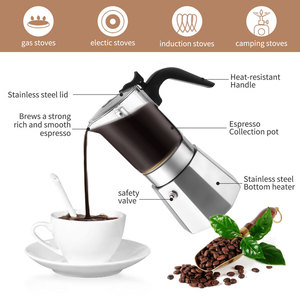Caffettiera Moka Italiana Moderna in Acciaio Inox e Vetro Borosilicato con Manico in Nylon - Product Image 1