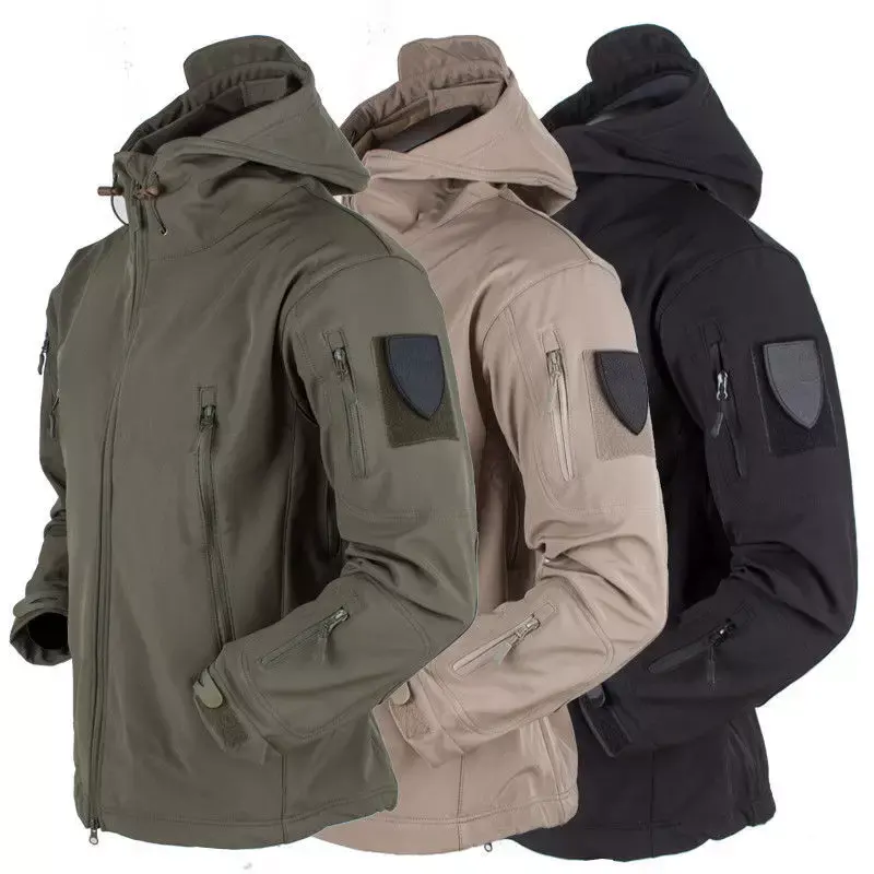 Custom new fashion men's pure cotton outdoor tactical jacket hooded outwear coat