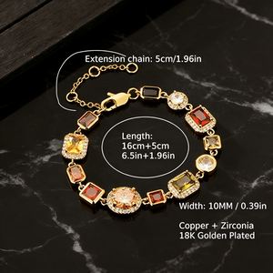 Bracelet <span class=keywords><strong>de</strong></span> luxe en alliage <span class=keywords><strong>de</strong></span> zinc avec chaîne et breloques géométriques couleur or pour femme - Cadeau - Product Image 3