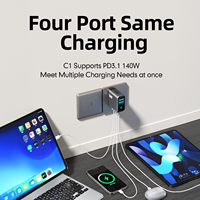 Chargeur GaN 140W en gros pour usine, chargeur d'ordinateur portable Type C avec affichage intelligent IA, charge rapide PD3.1 pour téléphone, station de bureau USB