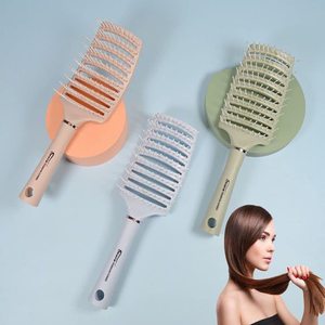 Custom logo Wet and Dry Large Curved Comb Hollow Arc Fluffy Styling Comb <b>Vent</b> Detangling Hair <b>Brush</b> Salon Hairdressing Tools - Product Image 2