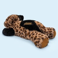 Peluche chat trois couleurs couché, oreiller en peluche chat vintage à motifs léopard, coussin corporel doux en gros, ornement de maison