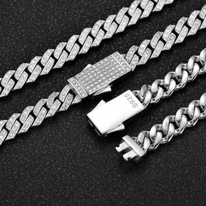 Hip Hop 8mm kubanische Kette Moissan ite Halskette für Männer Schnelle Lieferung S925 Silber Halskette Großhandel Diamant Halsketten für Frauen - Product Image 5