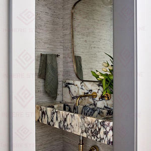 <span class=keywords><strong>Lavabo</strong></span> Moderno de Pared con Encimera de Mármol Italiano Calacatta Viola Tallado a Mano para Baño de Apartamento - Product Image 3